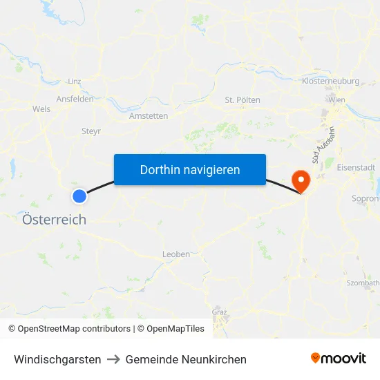 Windischgarsten to Gemeinde Neunkirchen map