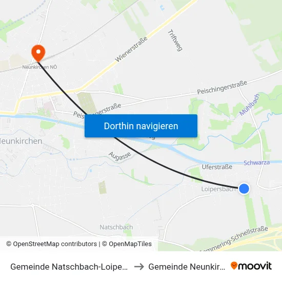 Gemeinde Natschbach-Loipersbach to Gemeinde Neunkirchen map