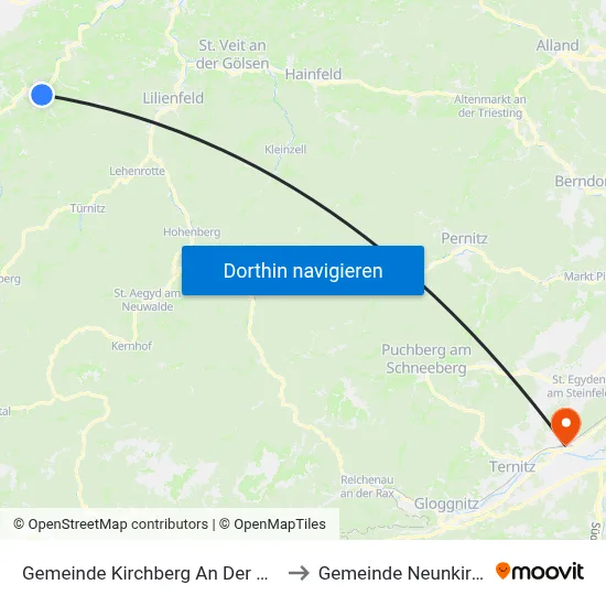 Gemeinde Kirchberg An Der Pielach to Gemeinde Neunkirchen map