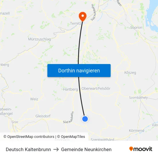 Deutsch Kaltenbrunn to Gemeinde Neunkirchen map