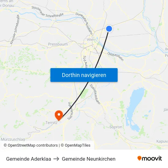 Gemeinde Aderklaa to Gemeinde Neunkirchen map