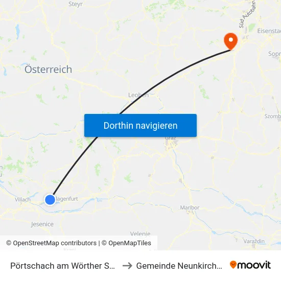 Pörtschach am Wörther See to Gemeinde Neunkirchen map