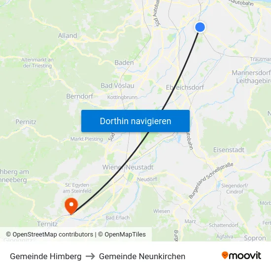 Gemeinde Himberg to Gemeinde Neunkirchen map