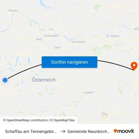 Scheffau am Tennengebirge to Gemeinde Neunkirchen map