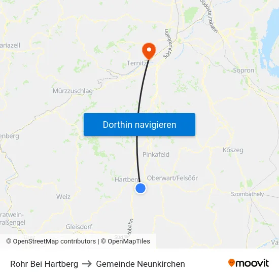 Rohr Bei Hartberg to Gemeinde Neunkirchen map