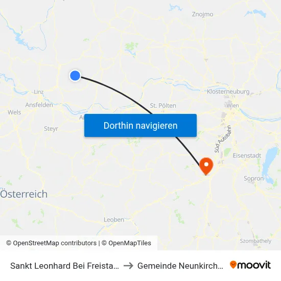 Sankt Leonhard Bei Freistadt to Gemeinde Neunkirchen map