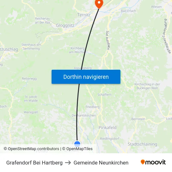 Grafendorf Bei Hartberg to Gemeinde Neunkirchen map