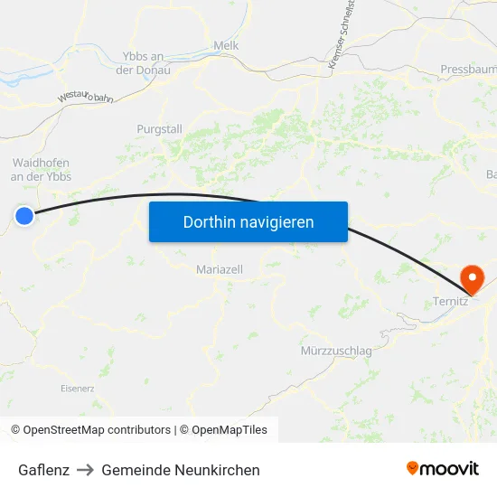 Gaflenz to Gemeinde Neunkirchen map