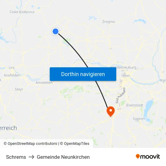 Schrems to Gemeinde Neunkirchen map