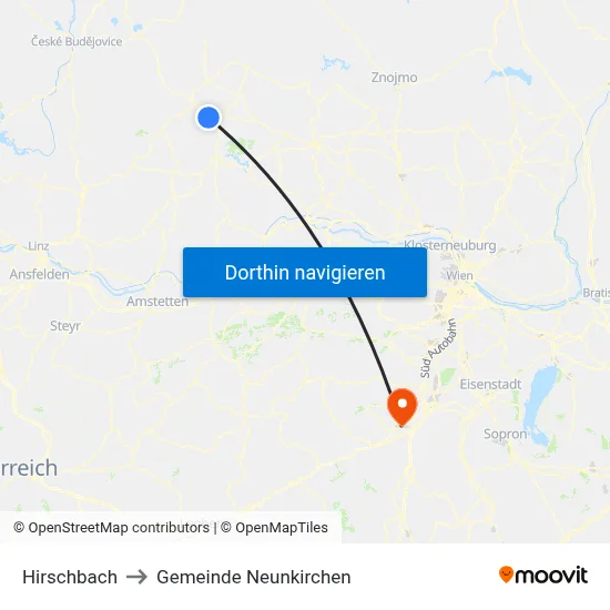 Hirschbach to Gemeinde Neunkirchen map