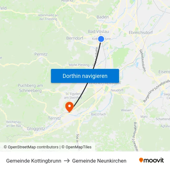 Gemeinde Kottingbrunn to Gemeinde Neunkirchen map