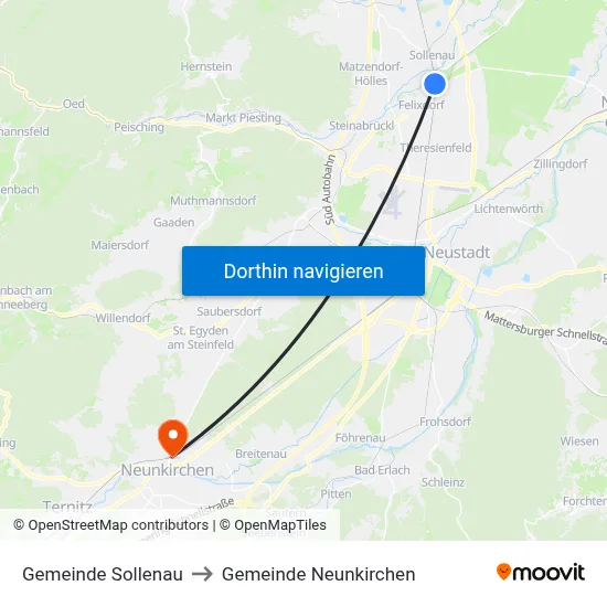 Gemeinde Sollenau to Gemeinde Neunkirchen map