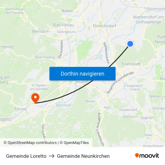 Gemeinde Loretto to Gemeinde Neunkirchen map