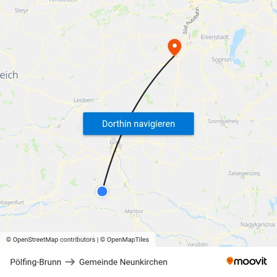 Pölfing-Brunn to Gemeinde Neunkirchen map