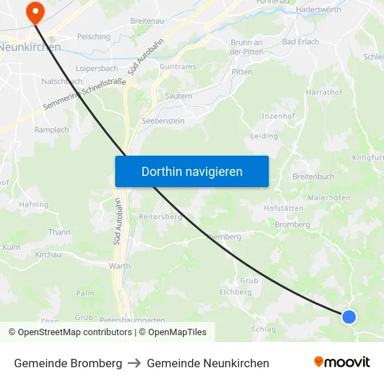 Gemeinde Bromberg to Gemeinde Neunkirchen map