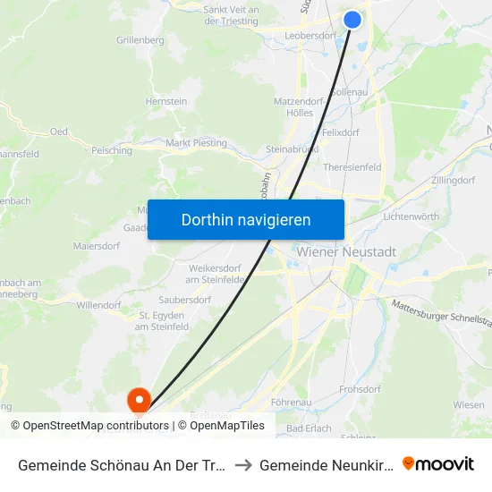 Gemeinde Schönau An Der Triesting to Gemeinde Neunkirchen map