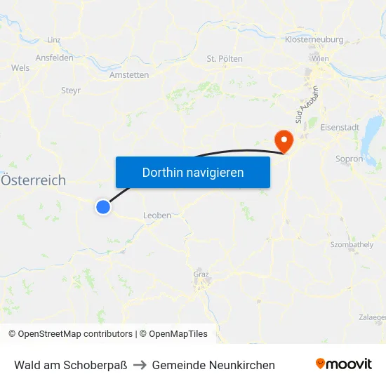 Wald am Schoberpaß to Gemeinde Neunkirchen map