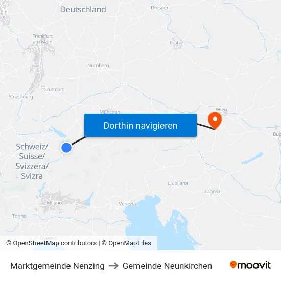 Marktgemeinde Nenzing to Gemeinde Neunkirchen map