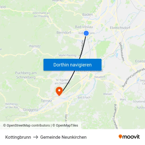Kottingbrunn to Gemeinde Neunkirchen map