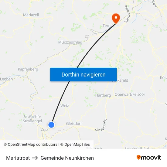 Mariatrost to Gemeinde Neunkirchen map