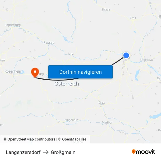 Langenzersdorf to Großgmain map
