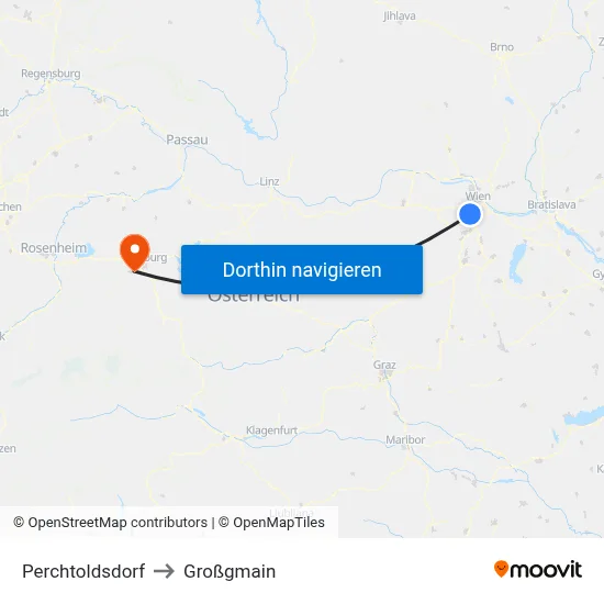 Perchtoldsdorf to Großgmain map