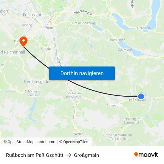 Rußbach am Paß Gschütt to Großgmain map