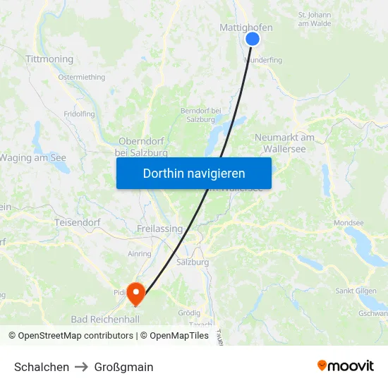 Schalchen to Großgmain map