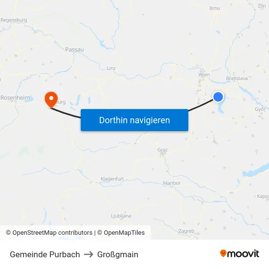 Gemeinde Purbach to Großgmain map