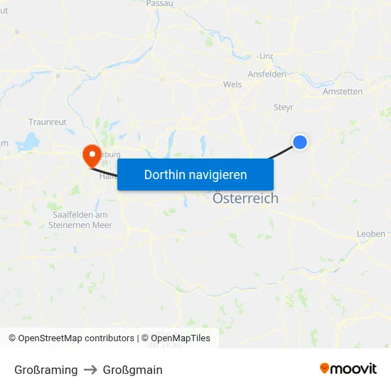 Großraming to Großgmain map