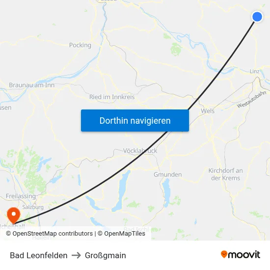 Bad Leonfelden to Großgmain map