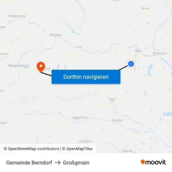 Gemeinde Berndorf to Großgmain map