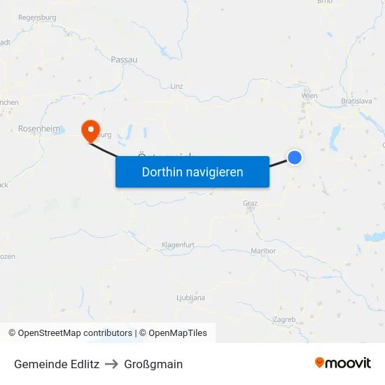 Gemeinde Edlitz to Großgmain map