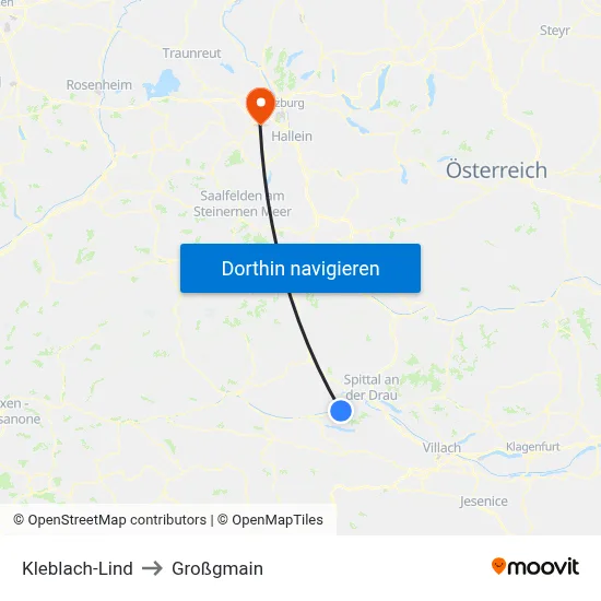Kleblach-Lind to Großgmain map