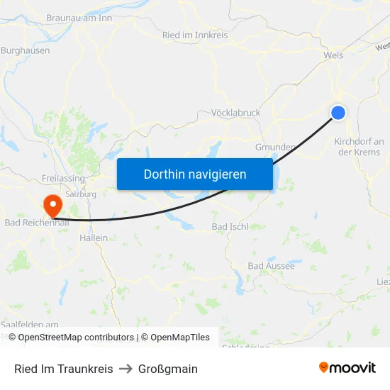 Ried Im Traunkreis to Großgmain map