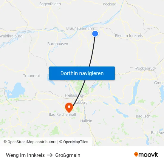 Weng Im Innkreis to Großgmain map