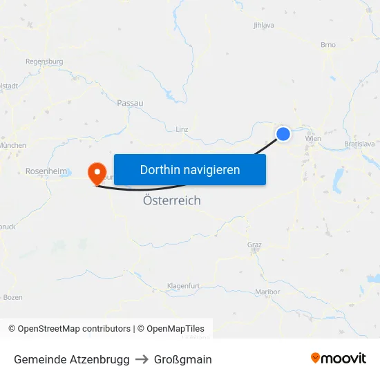Gemeinde Atzenbrugg to Großgmain map