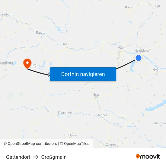 Gattendorf to Großgmain map
