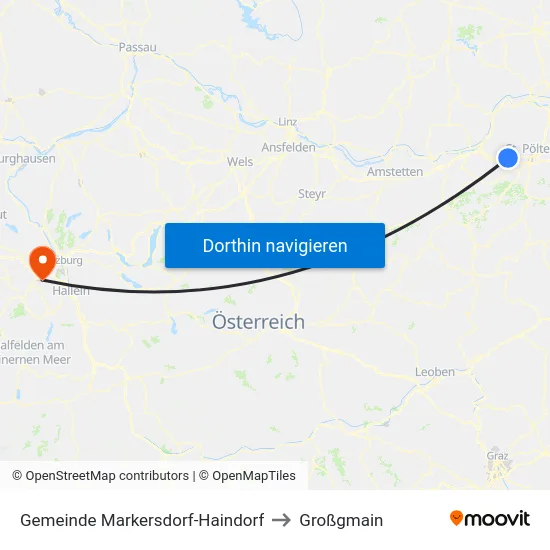 Gemeinde Markersdorf-Haindorf to Großgmain map