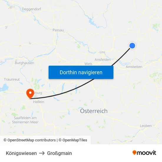 Königswiesen to Großgmain map