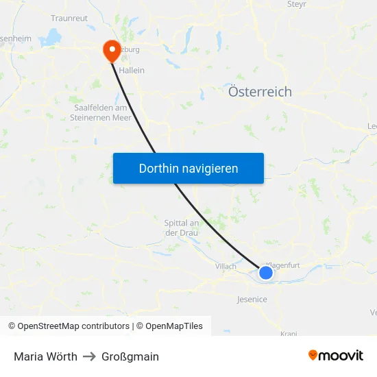 Maria Wörth to Großgmain map