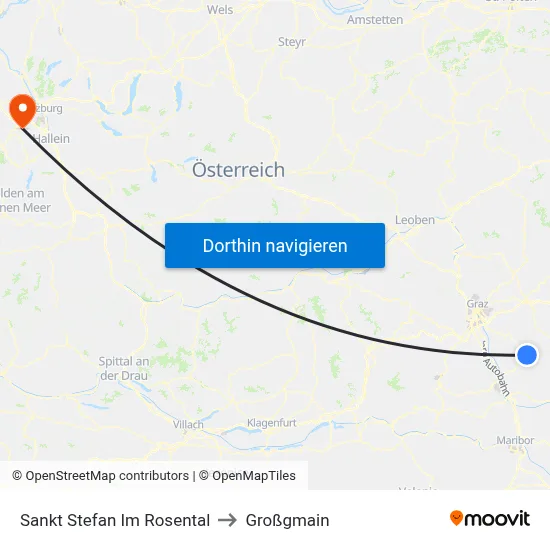 Sankt Stefan Im Rosental to Großgmain map