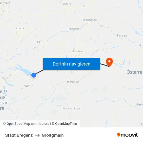 Stadt Bregenz to Großgmain map