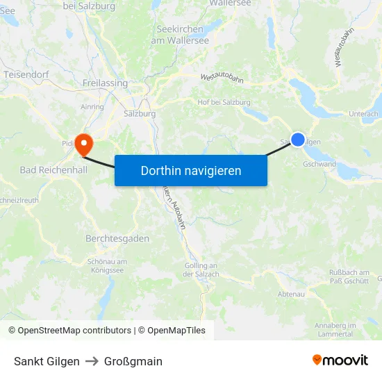 Sankt Gilgen to Großgmain map