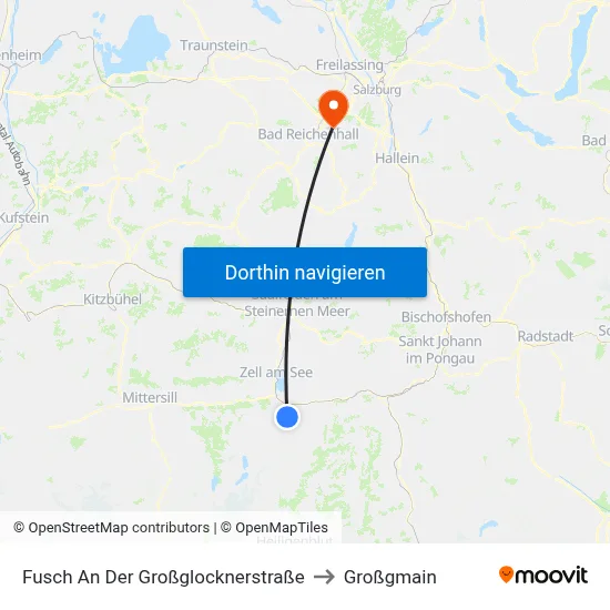 Fusch An Der Großglocknerstraße to Großgmain map