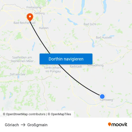 Göriach to Großgmain map
