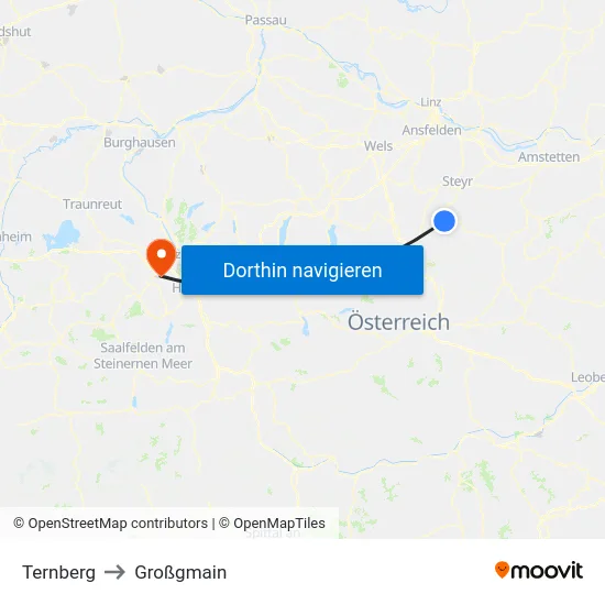 Ternberg to Großgmain map