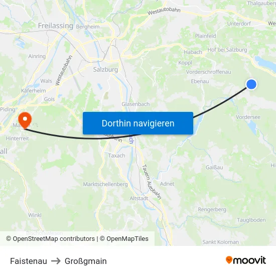 Faistenau to Großgmain map