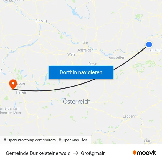 Gemeinde Dunkelsteinerwald to Großgmain map