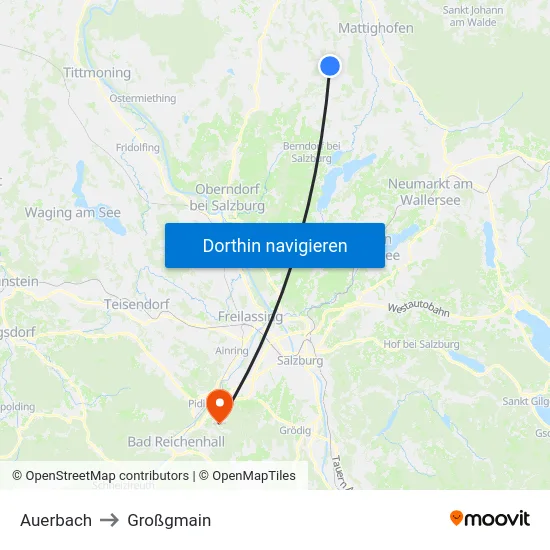 Auerbach to Großgmain map